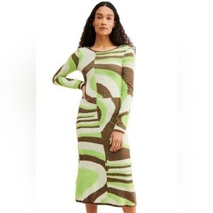 House of Sunny - NWT Land Cruise Midi Dress Green and Brown Patterned Sz 10